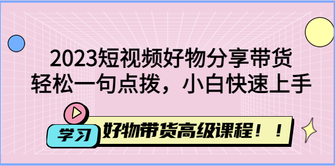 （2507期）2023短视频好物分享带货，好物带货高级课程，轻松一句点拨，小白快速上手