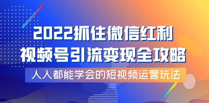 （2009期）2022抓住微信红利，视频号引流变现全攻略，人人都能学会的短视频运营玩法