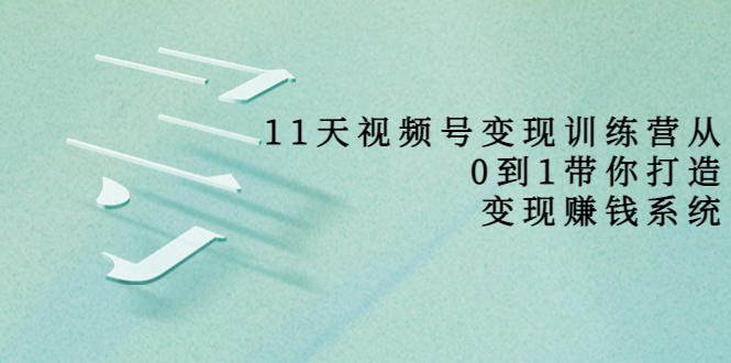 （1840期）11天视频号变现训练营，从0到1打造变现赚钱系统