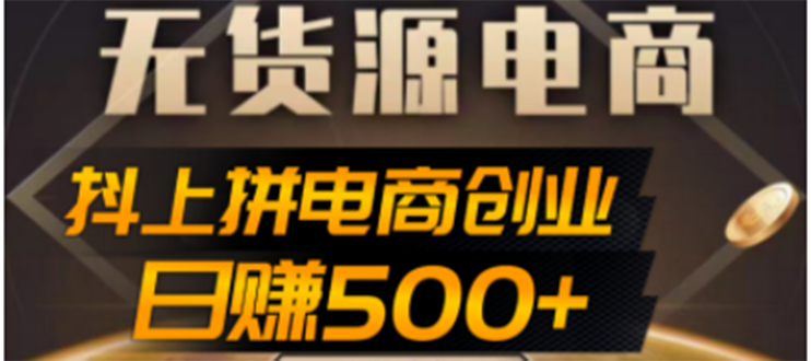 （2418期）抖上拼无货源电商创业项目、外面收费12800，日赚500+的案例解析参考