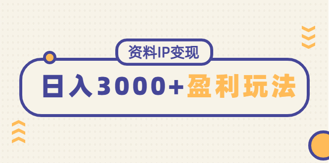 （2477期）资料IP变现，能稳定日赚3000起的持续性盈利玩法