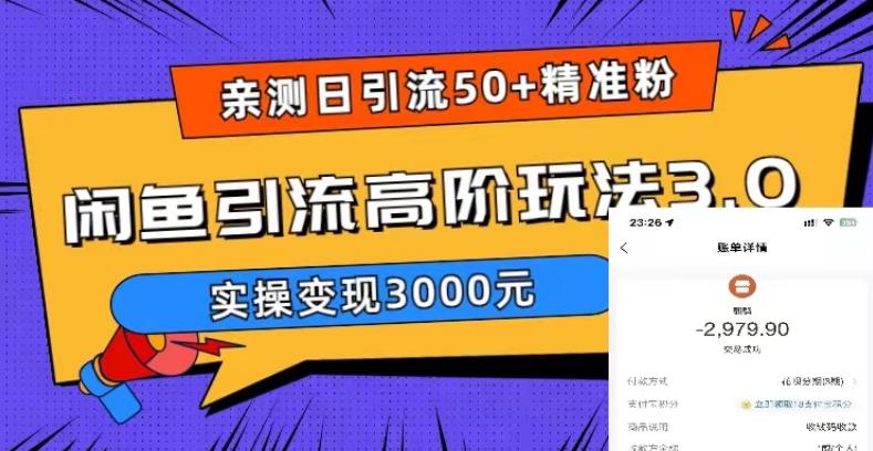 （3397期）实测日引50+精准粉，闲鱼引流高阶玩法3.0，实操变现3000元