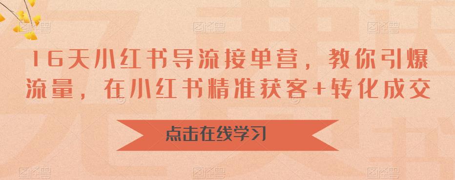 （4136期）16天-小红书 导流接单营，教你引爆流量，在小红书精准获客+转化成交