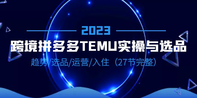 （4160期）2023跨境·拼多多·TEMU实操与选品，趋势·选品·运营·入住（27节完整）