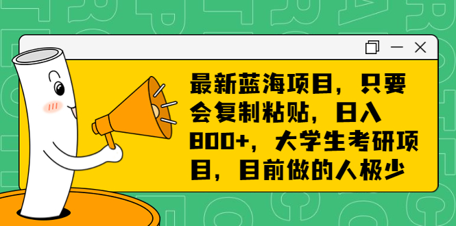 （4366期）最新蓝海项目，只要会复制粘贴，日入800+，大学生考研项目，目前做的人极少