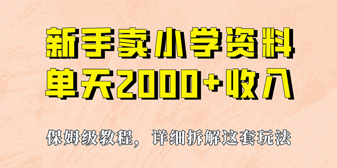 （4707期）我如何通过卖小学资料，实现单天2000+，实操项目，保姆级教程+资料+工具