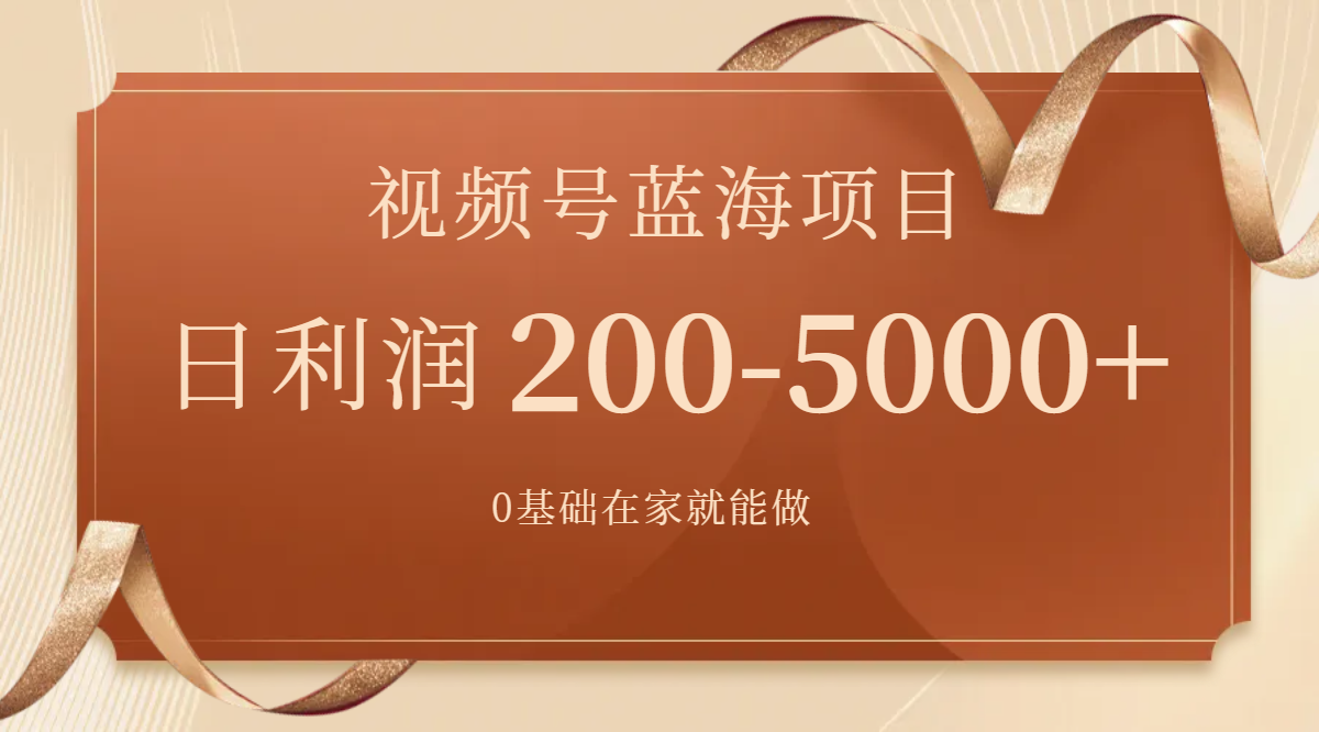 （5227期）视频号蓝海项目，0基础在家也能做，日入200-5000+【附266G资料】